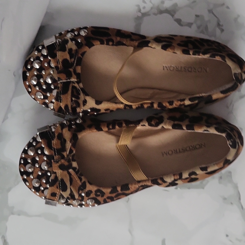 Nordstrom Little Girl leopard ballet flats Bling Shoes